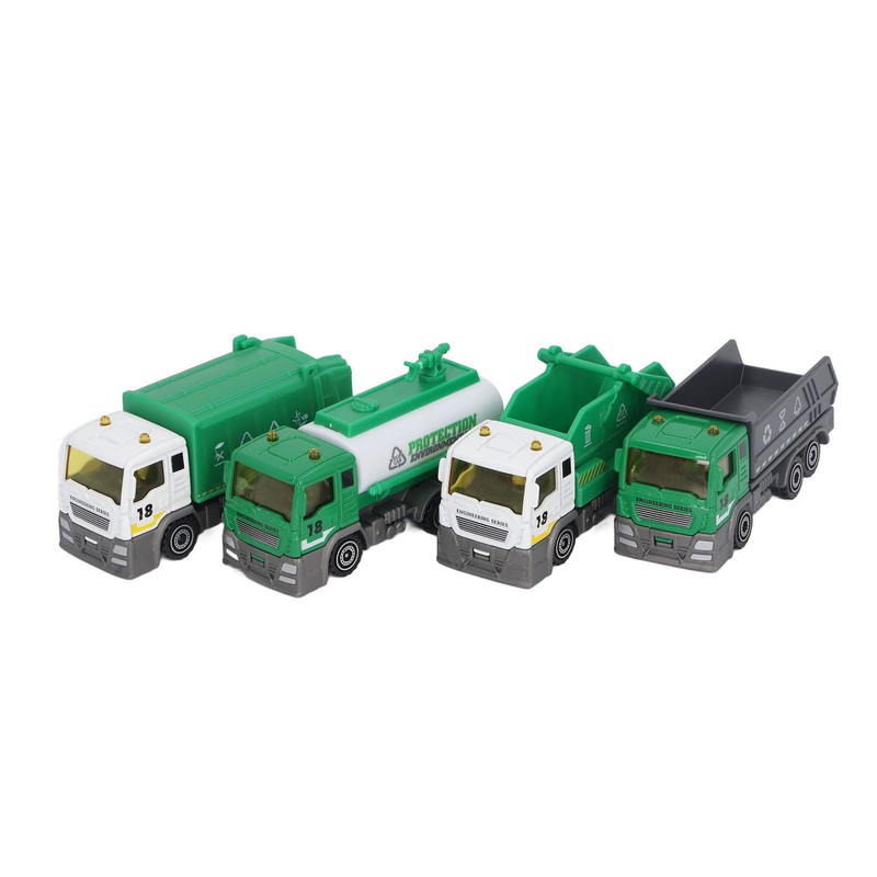 4 Pcs Garbage Truck Toy 1/32 Scale Inertial Drive Sanitation