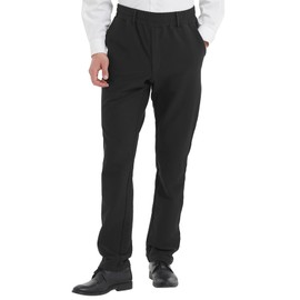 LETAOTAO Mens Elastic Waist Slack Pants for Seniors Adaptive Mens Pants for Elderly with Zipper Fly (Black,38W x 28L)