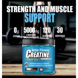 BetterFitness BetterFitness Creatine Monohydrate Gummies, Non GMO, Vegan Creatine Monohydrate Gummies Men and Women's Supplement, Healthcare Fitness Supplement.
