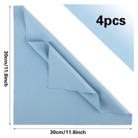 4 PCS Violin Cleaning Cloth, 11.8x11.8inch Violin Cloth, Microfiber Cleaning Cloth, Soft Lint-Free Musical Instrument Cleaning Cloth for Guitar Violin Piano Brass Trumpet, Lenses, Screen (Blue)
