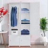4-Tier Closet Storage Cabinet - White, 8-Cube, Hanging Rod &