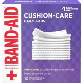 Band-Aid Cushion Care Non-Stick Gauze Pads, 3x3 in, 10 ct, Individually Wrapped