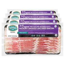 Pederson’s Farms, Hickory Smoked Uncured Pork Bacon, Whole30 (4 Pack, Use/Freeze) 10oz - The Original, No Sugar Added, Keto Paleo Diet Friendly, No Nitrite Nitrate, Made in the US