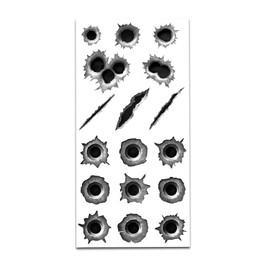 Bullet Holes Sticker Set, Bullet Holes and Scratches as Car Sticker, for Scooter, Moped, Motorcycle, Helmet, Laptop, Smartphone, Black, Grey, kfz004