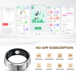 Hugrow Smart Ring for Men & Women, Wellness & Fitness Tracker with Sleep/Step/Heart Rate/Blood Oxygen/Calorie Counter, IP68 Waterproof Wearable Ring for iOS Android Silver #11