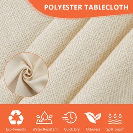 AUAUY Wipe Clean Table Cloth, 140x200cm Rectangular Washable Faux Linen Tablecloth, Waterproof Oil-proof and Wrinkle Resistant Table Cover for Kitchen Dining Party, Holiday Celebrations, Beige