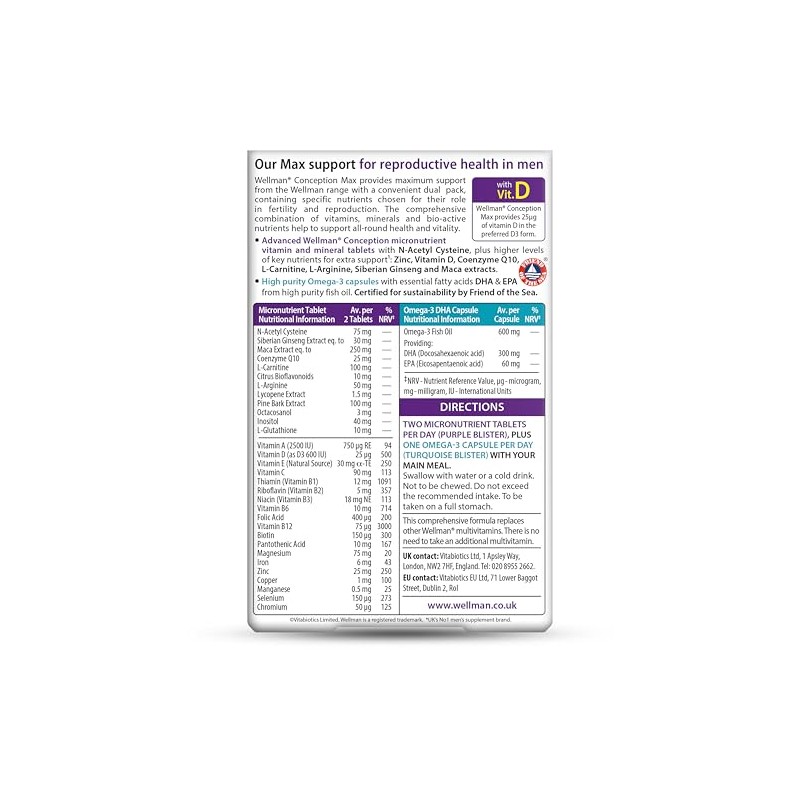 Wellman Conception Max, Conception and Fertility Vitamin for Men