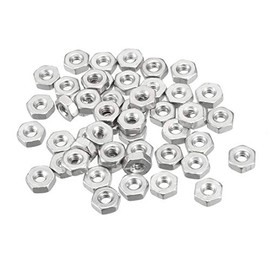 uxcell Hex Nuts, 4#-40 Fine Thread Hexagon Nut, Stainless Steel 304, Pack of 50
