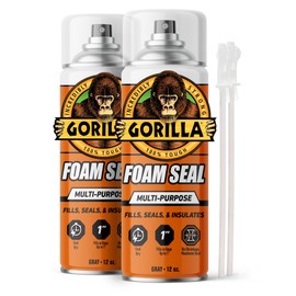 Gorilla Spray Foam Sealant, Light Gray Color, 12 Ounce (Pack of 2) - Multi-Purpose Expanding Foam, Polyurethane Spray, Fills Gaps & Cracks