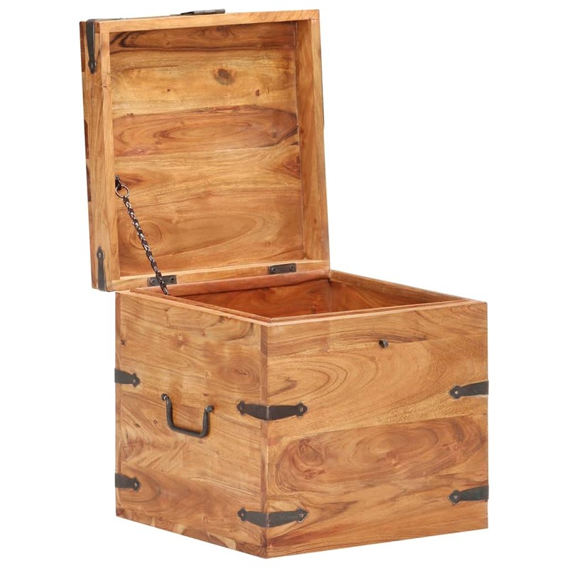 vidaXL Solid Acacia Wood Chest - Functional Lockable Storage Box