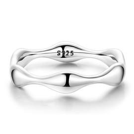 MULA 925 Sterling Silver Rings for Women Jewellery Sparkling Cubic Zirconia Row Eternity Band Ring Colourful with Various Styles for Her Size 6-9, Cubic Zirconia