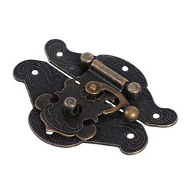 Cikonielf Latch Hasp for Wooden Jewellery Box Cabinet Vintage Lock Hasp Pad Antique Retro Decorative Chest Lock Plate (L 82 x 65 mm)