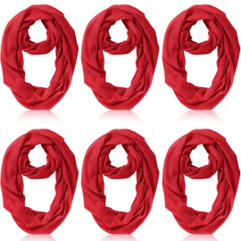 Handepo 6 Pcs Women Soft Lightweight Infinity Scarf Solid Red Winter Neck Scarf