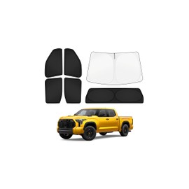KUST Car Window Shades for Toyota Tundra 2022-2025 2026 Windshield Sun Shade Side Window Cover UV Block Privacy Protection Tundra Accessories Foldable Front Rear Full Set 6PCS