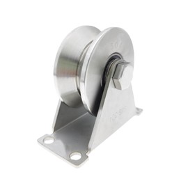 3in 304 Stainless Steel Sliding Gate Wheels V Groove Track Roller Heavy Duty Pulley Smooth Rolling Double Bearing Plate Caster V-Shaped Bracket Roller for V Track Rail, Rolling Driveway Gate