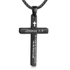 Fiusem Black Cross Necklace for Men,Bible Verse JOSHUA 1:9 Cross