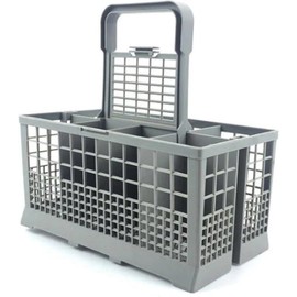 SQOON Dishwasher Basket, Universal Cutlery Basket, Folding Grid Lid, Plastic, 240 mm x 135 mm x 125 mm, Basket, Cutlery Basket, Dishwasher, Cutlery Basket, Grey