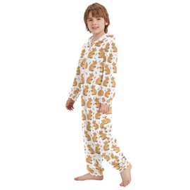 AEZODI Funny Capybara Onesie Pajamas Zip Up One Piece Sleepwear Hooded Jumpsuits