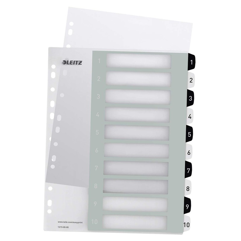Leitz Index for A4, PC-writable cover sheet and 10 dividers,