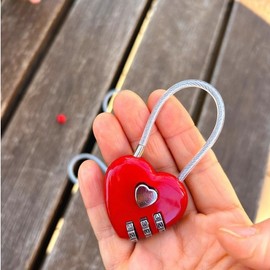 Heart-shaped Soft Wire Dial Lock Red Lock 3ea