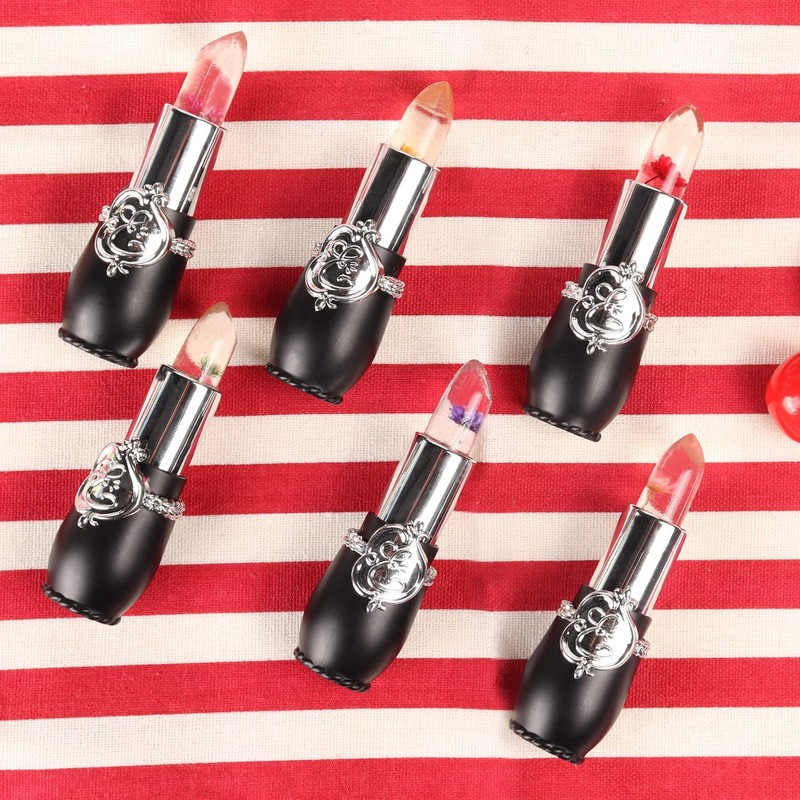 firstfly firstfly Pack of 6 Crystal Flower Jelly Lipstick, Long