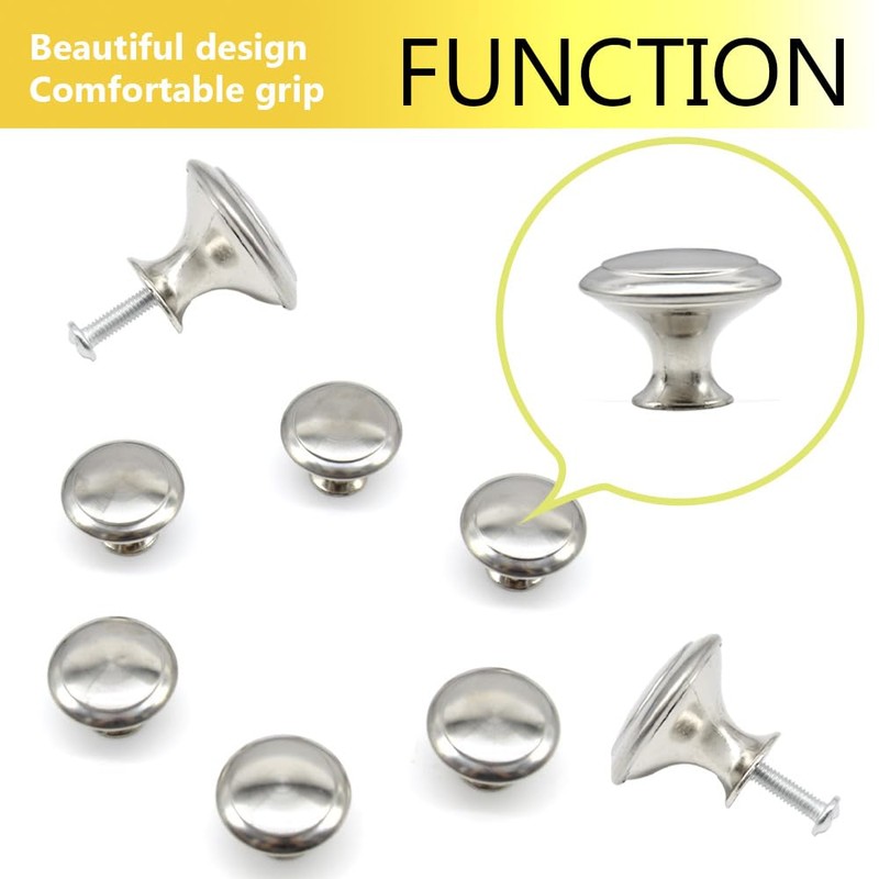 Hocansen 12 Pieces Round Metal Handles 27 mm Mushroom Shape
