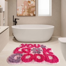 TWWDE AUG You Look Good Bath Mat Hot Pink Bathroom Rugs Fun Bath mat Decor Preppy Small Cool Shower Rug Non Slip Microfiber Plush Cool Rugs for Bedroom Washable Absorbent for Bathtub 21"x25"