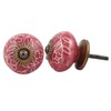 IndianShelf 12 Pieces Pink Ceramic Floral Luxury Drawer Knobs for