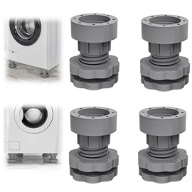 4 Pack Anti Vibration Pads For Washing Machine Support, Non Slip Washer Base Foot Pad, Dryer Shock and Noise Cancelling Pads, Adjustable Rubber Feet Damping Pad for Washing Machine Dryer Stabilizer