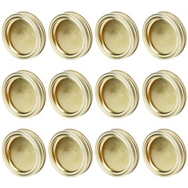 Jar Lids, 70mm Tin Glass Jar Lids Durable 12 Pieces Strengthen Leak Proof for Preserving Candy Food Spices (XH00176 Golden)