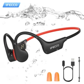 IFECCO  Waterproof Bone Conduction Headphones IPX8 Swimming Earphones 8G TF Card Magnetic Charging for Swimmingcolor: All Black, model number: X27