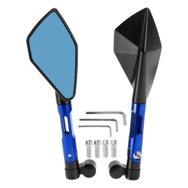 Hihaha Motorcycle Rear View Mirrors Bar End Side Mirrors Mount Adjustable Aluminum Alloy 1 Set Black Blue M8/M10 Prismatic Shape