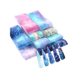 Marble Starry Nail Foil Transfer Sticker Galaxy Zodiac Moon Night Stars 10Pcs Type 1 2 Nail Wraps Art Stickers Manicure Supplies for Women for Home Nails Full Long Lasting Easy Apply and Remove