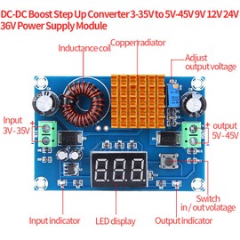 Haosie DC-DC Boost Converter, XH-M411 DC to DC 3-35V to 5-45V Output Voltage, Adjustable Step Up Voltage Regulator Module, Circuit Board for Solar Panels