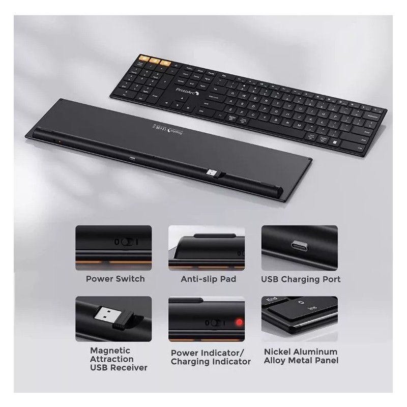 Ultra Left-Handed Wireless Keyboard Bluetooth 2.4G Ultra-Thin Rechargeable Silent NEW!