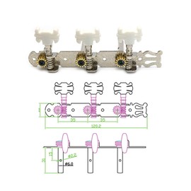 Metallor Classical Guitar Tuning Pegs Chrome Plated Machine Heads Tuning Keys Tuners Single Hole 3L 3R.