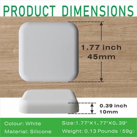 Square Door Stopper (6-Piece, White) Silicone Protector Pads Suitable for Door Knobs Refrigerator Doors Toilet Seats