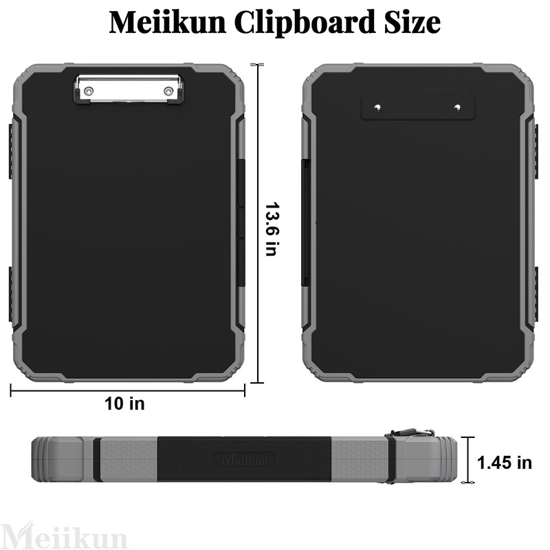 Meiikun Clipboard with Storage, Internal Pen Pouch, 8.5x11 Clipboards Black