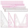 8Pcs Sewing Quilting Rulers, Acrylic Anti-Slip Metric Ruler, DIY Fabric
