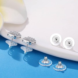 Moconar 3 Pairs Locking Earring Backs for Studs Heavy Droopy Earrings - 925 Sterling Silver 18K White Gold Plated Secure Earring Backings Replacements, Hypoallergenic Comfortable Earring Backs