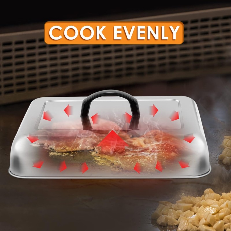 Leonyo 13" x 9" Rectangular Basting Cover for Griddle, Stainless