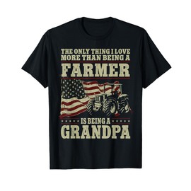 Farming Farmer Grandpa Vintage Tractor American Flag The Women Girls Kids Men T-Shirt