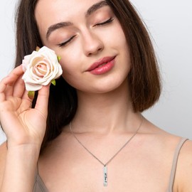 Silver Let Them Let Me Necklaces For Women, Inspirational Vertical Bar Square Tubes Pendant With Hidden Message Self Worth Motivational Engraving Tube Necklace Jewelry Gifts for Women Best Friend