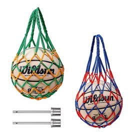 BZKSER Ball Net - 2 Pieces Ball Net Bag Portable Ball Net Sports Ball Net with 2 Ball Needles Ball Carry Net Ball Carry Net, Single Ball Carrier for Football, Volleyball, Basketball