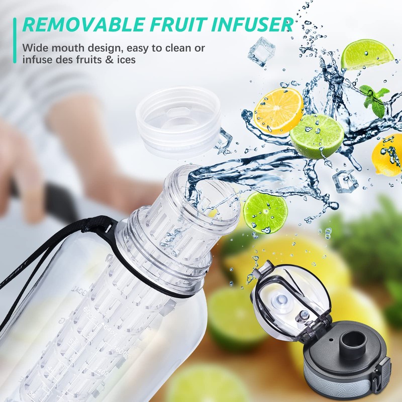 UTEBIT Fruit Infuser Water Bottle - 68 OZ Leakproof Plastic