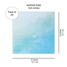 SOLAS Light Blue Paper Napkins | 20 Pack Blue Pastel Paper Napkins | 2 Ply Square Beautifully Designed Blue and White Paper Napkins | Fun & Colorful Teal Paper Napkins