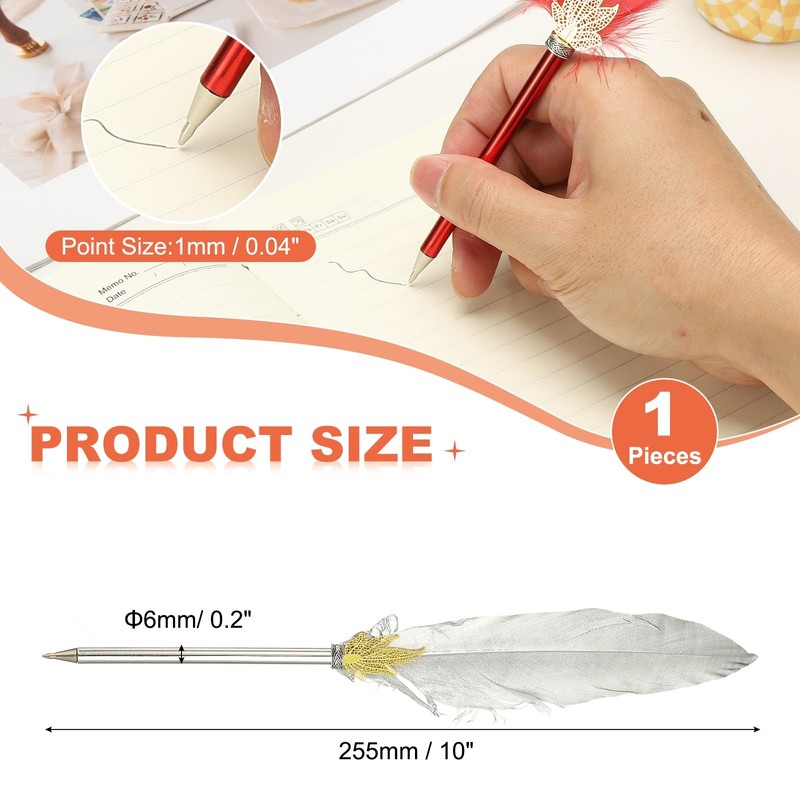 PATIKIL Feather Ballpoint Pens Bulk, Black Ink Vintage Plated Rod