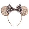 bianbaistar Champagne Sequin Mouse Ears Headband, Leopard Print Satin Bow