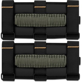 moveland 2 Pack Roll Bar Grab Handles for Jeep Wrangler JL JK TJ YJ, Metal Buckle & Anti-Fray Stitching Fits 1955-2023 Models (Green)