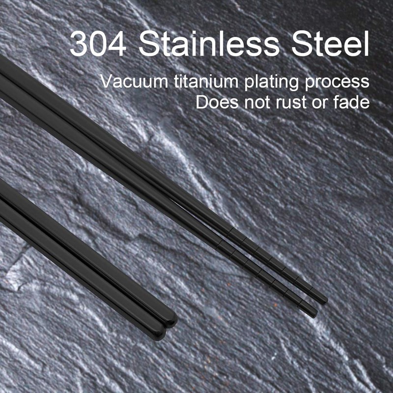 Stainless Steel Chopsticks Reusable Multicolor Lightweight 304 Metal Chopsticks Dishwasher
